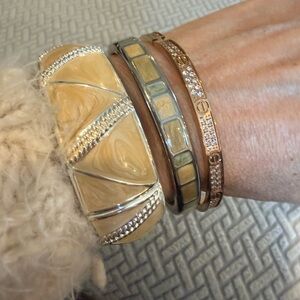 Elegant rose Gold and Silver Bangle Set